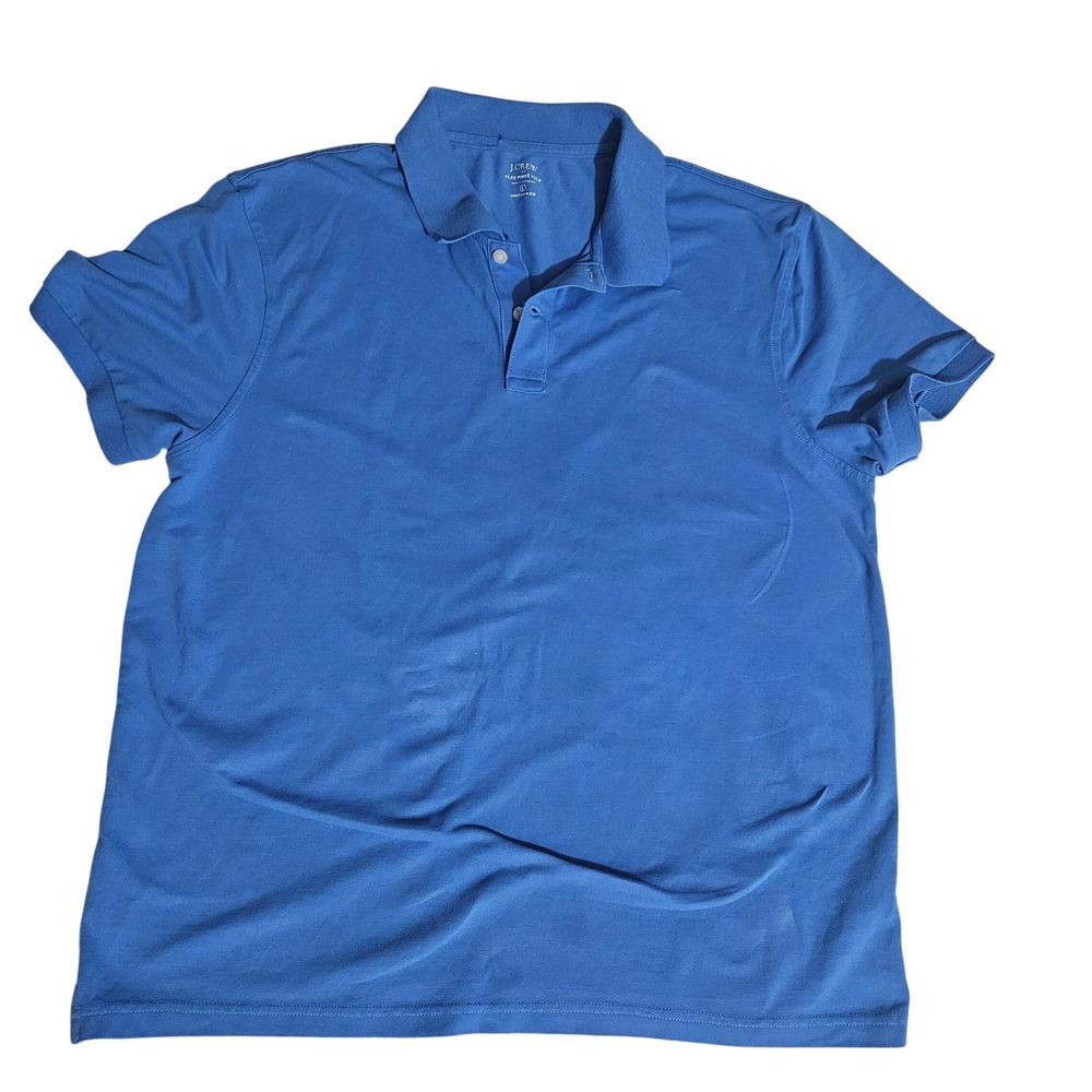 J.Crew Flex Pique Polo Shirt Mens Large Blue Short Sleeve Untucked Fit